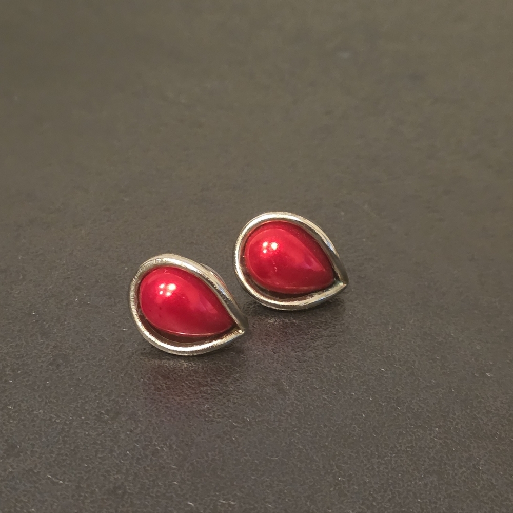 Vintage 90s Enamel Cabachon Stud Earrings
